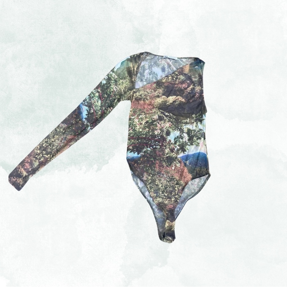 Zara asymmetric mesh body suit